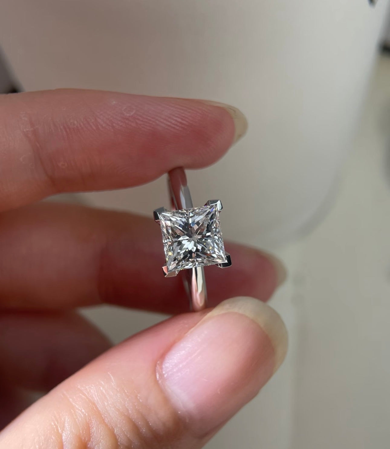 1.3ct Princess cut Lab Grown Diamond Ring with IGI Certificate