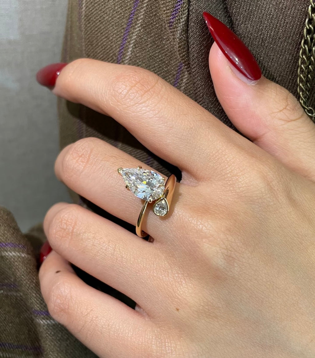 3ct Pear Lab Grown Diamond IGI Certified Ethical Engagement Ring 18K Gold
