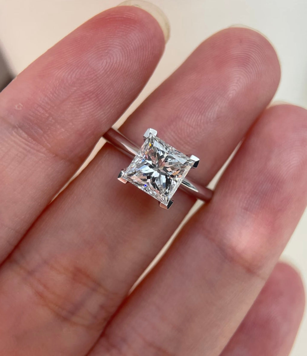 1.3ct Princess cut Lab Grown Diamond Ring with IGI Certificate