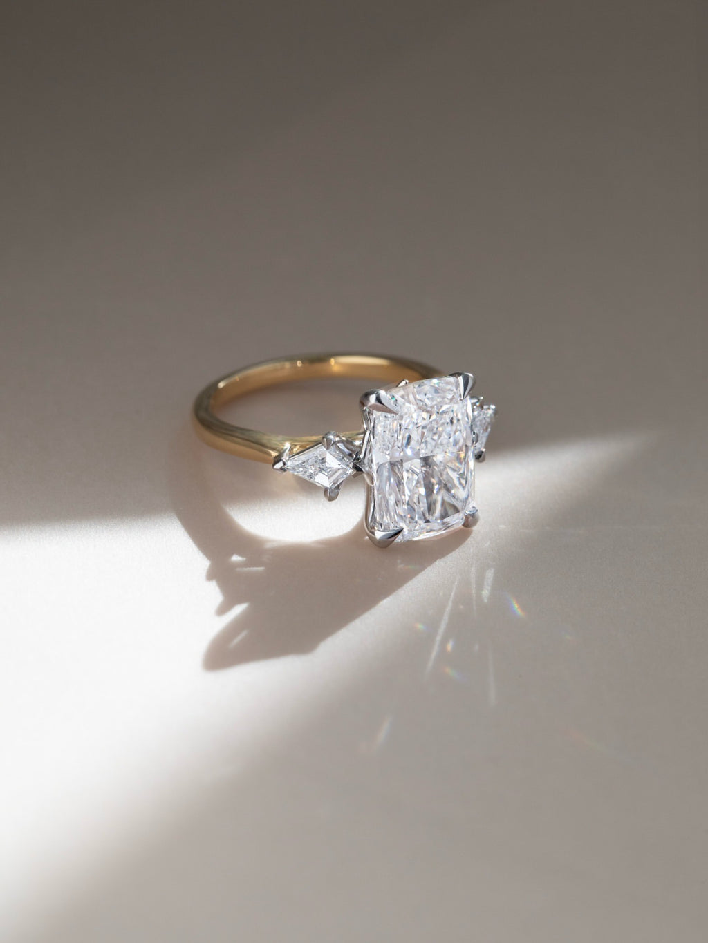 3.5ct Cushion Lab Grown Diamond IGI Certified Ethical Engagement Ring 18K Gold
