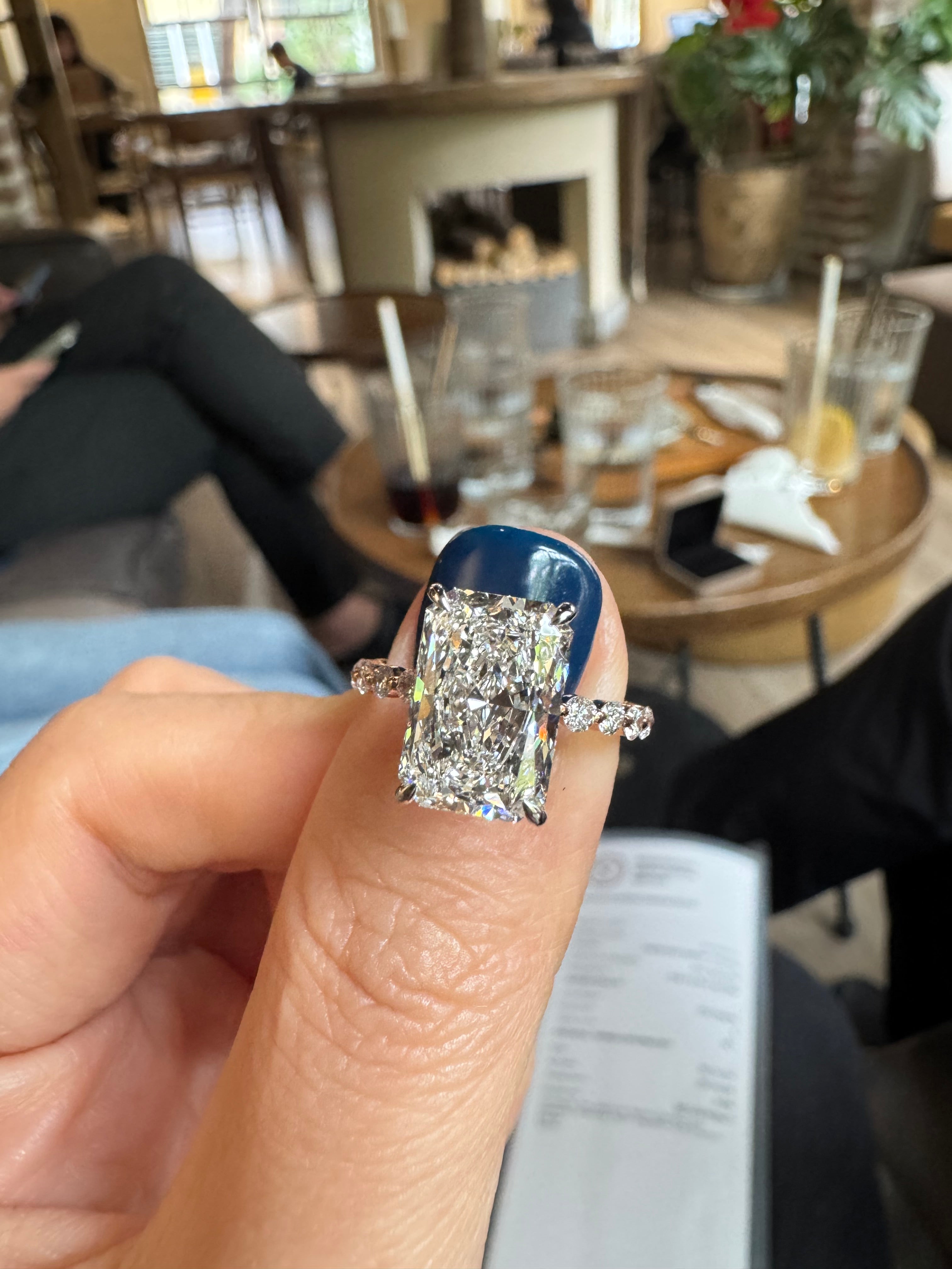 3.59ct Radiant Lab Grown Diamond Engagement Ring IGI Certified Ethical Solitaire 18K Gold