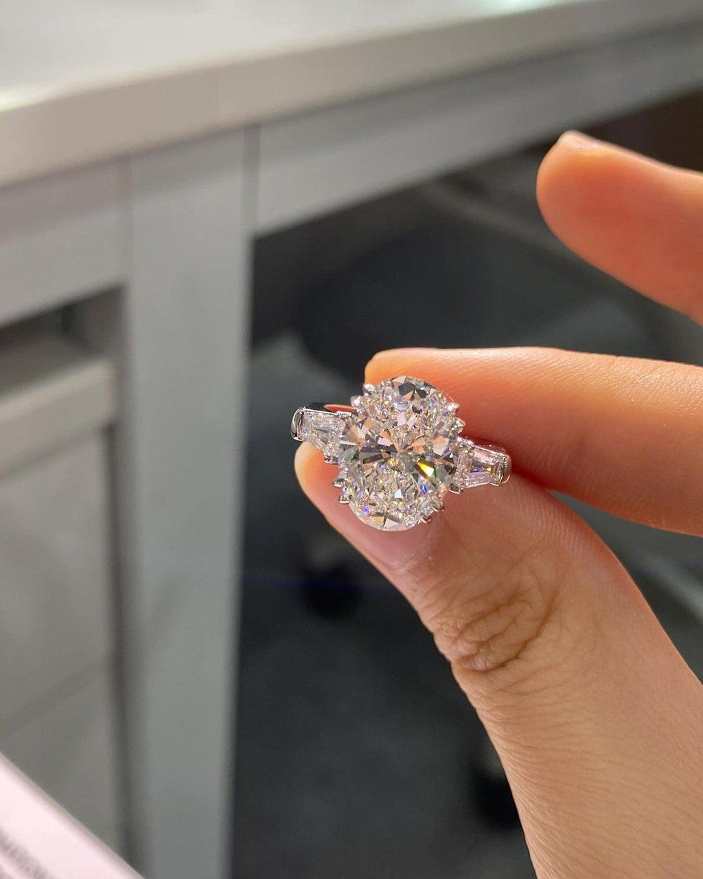 4.9ct Oval Lab Grown Diamond IGI Certified Ethical Engagement Ring