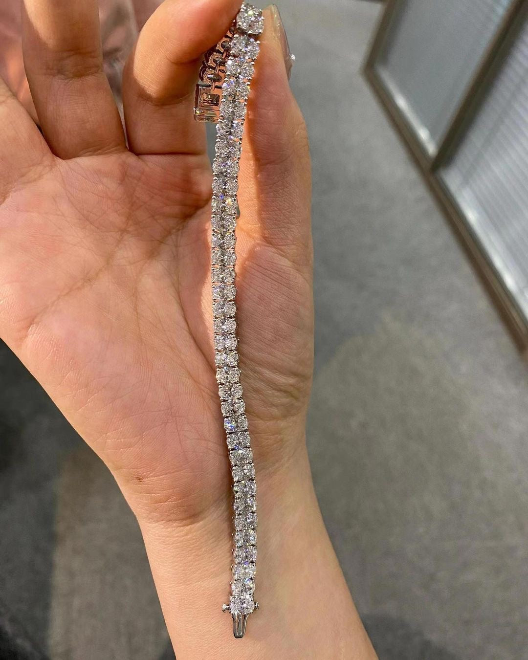Tennis Oval Lab Grown Diamond IGI Certified Ethical Bracelet 18K Gold