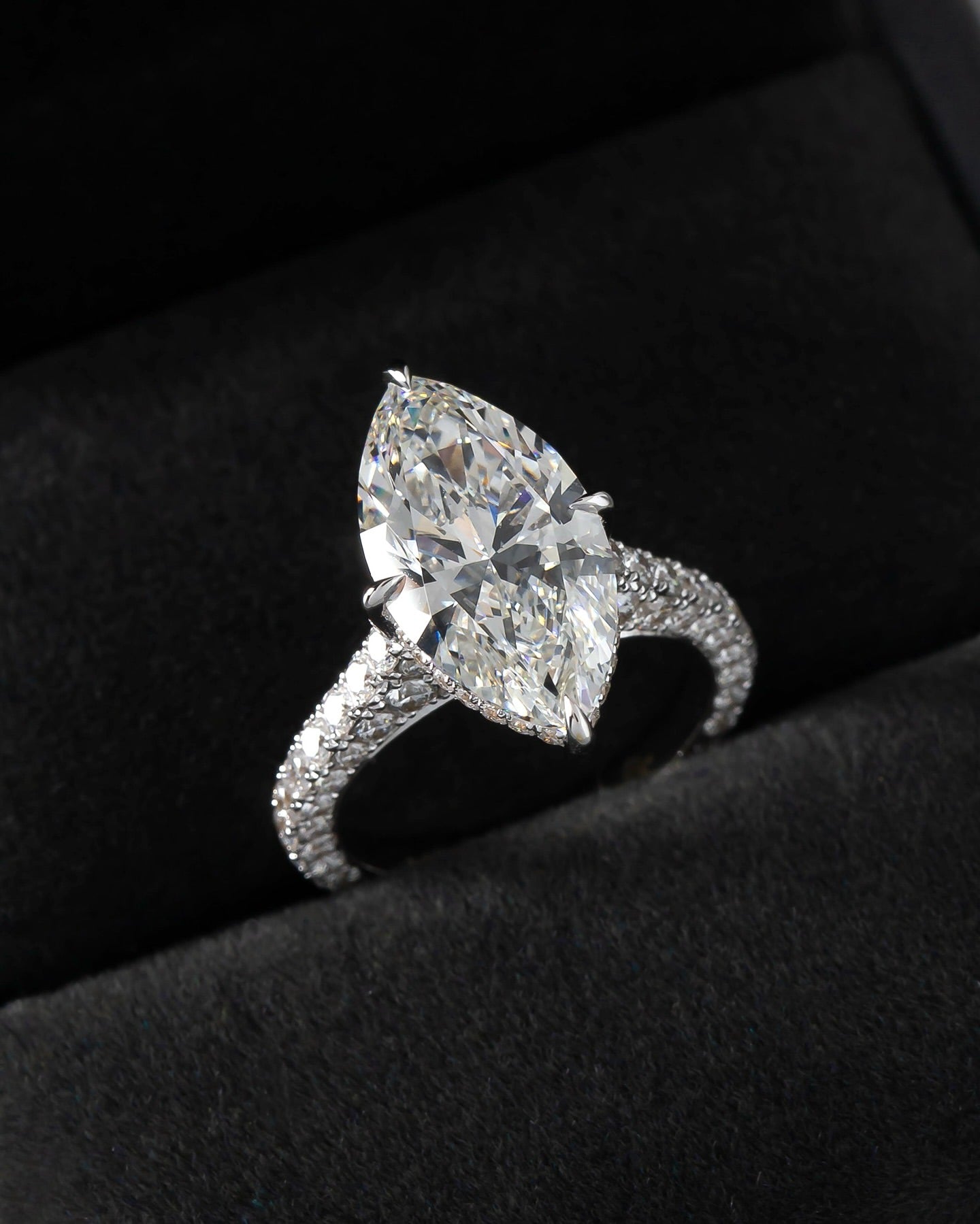 10ct Marquise Lab Grown Diamond IGI Certified Ethical Ring Set 18K Gold - Super Rare
