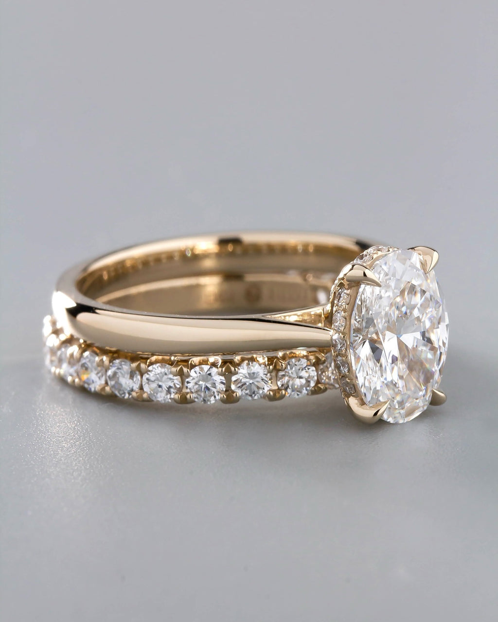 1.5ct Oval Lab Grown Diamond IGI Certified Ethical Ring Set 18K Gold