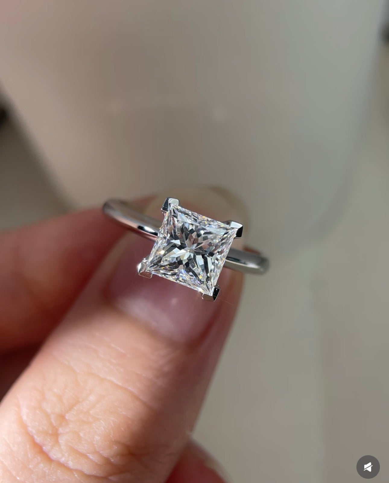 1.3ct Princess cut Lab Grown Diamond Ring with IGI Certificate