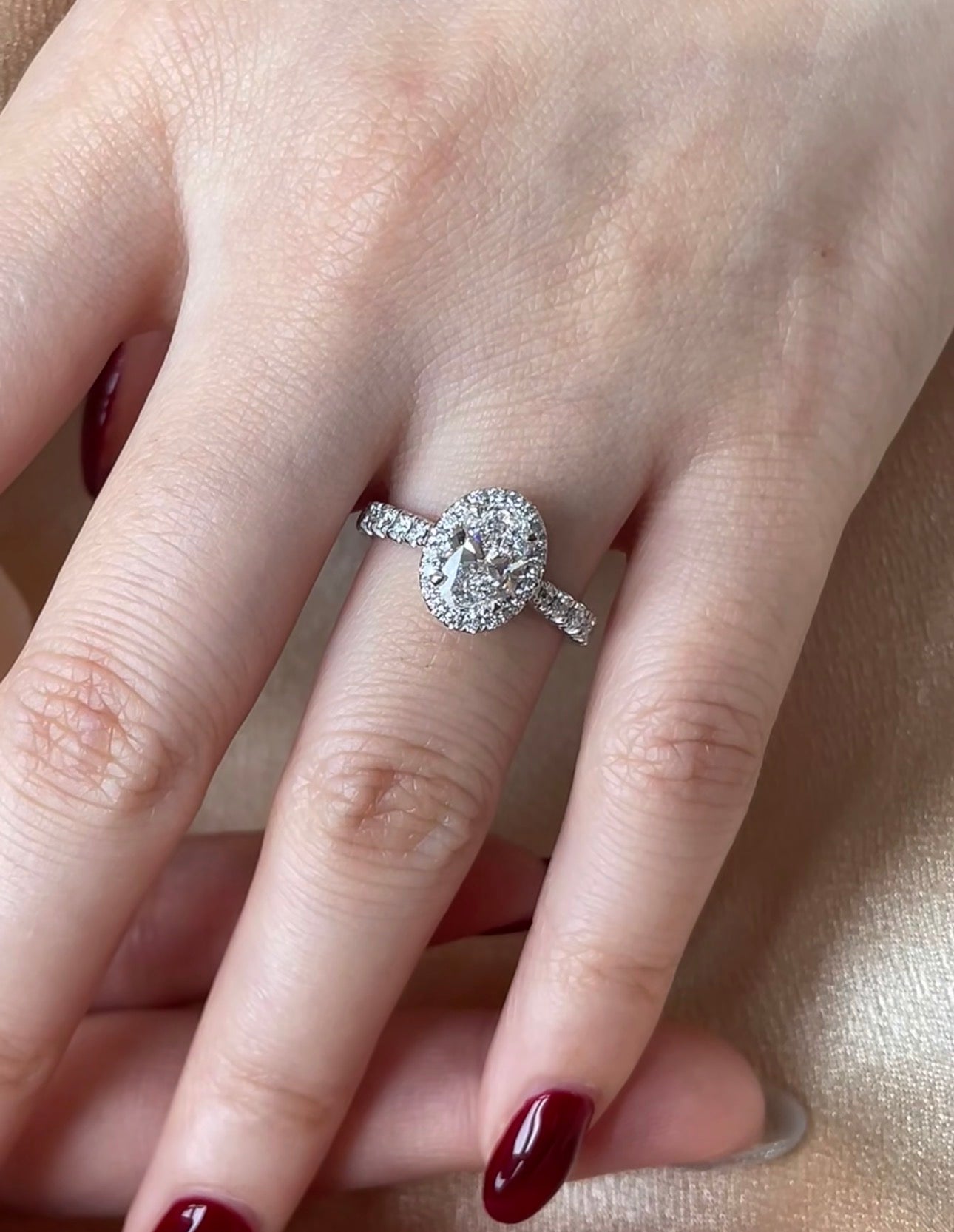 1ct Oval Lab Grown Diamond Halo Ring with IGI Certificate
