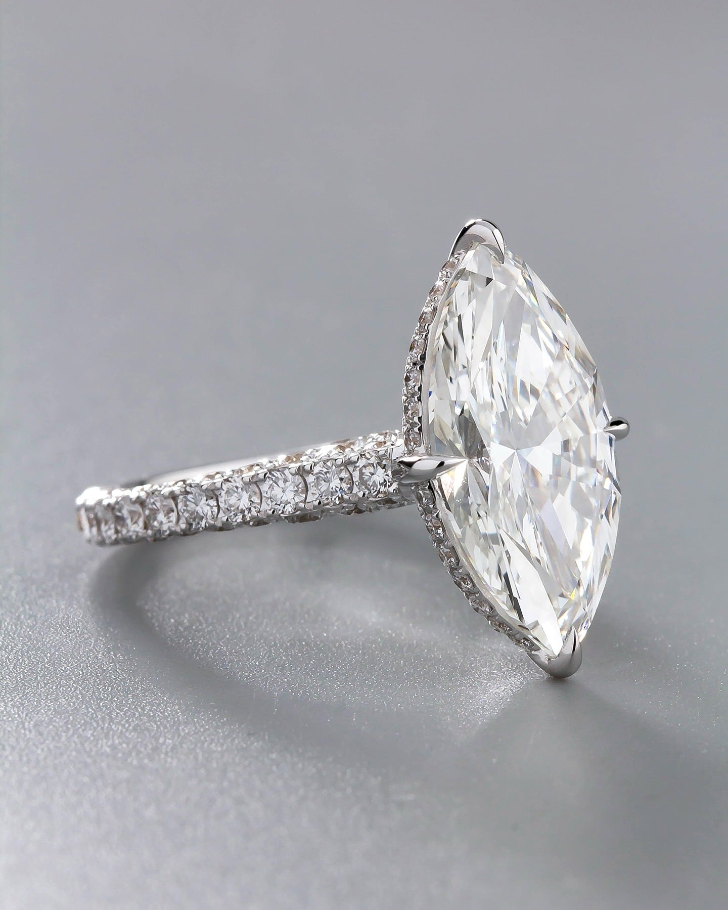 10ct Marquise Lab Grown Diamond IGI Certified Ethical Ring Set 18K Gold - Super Rare