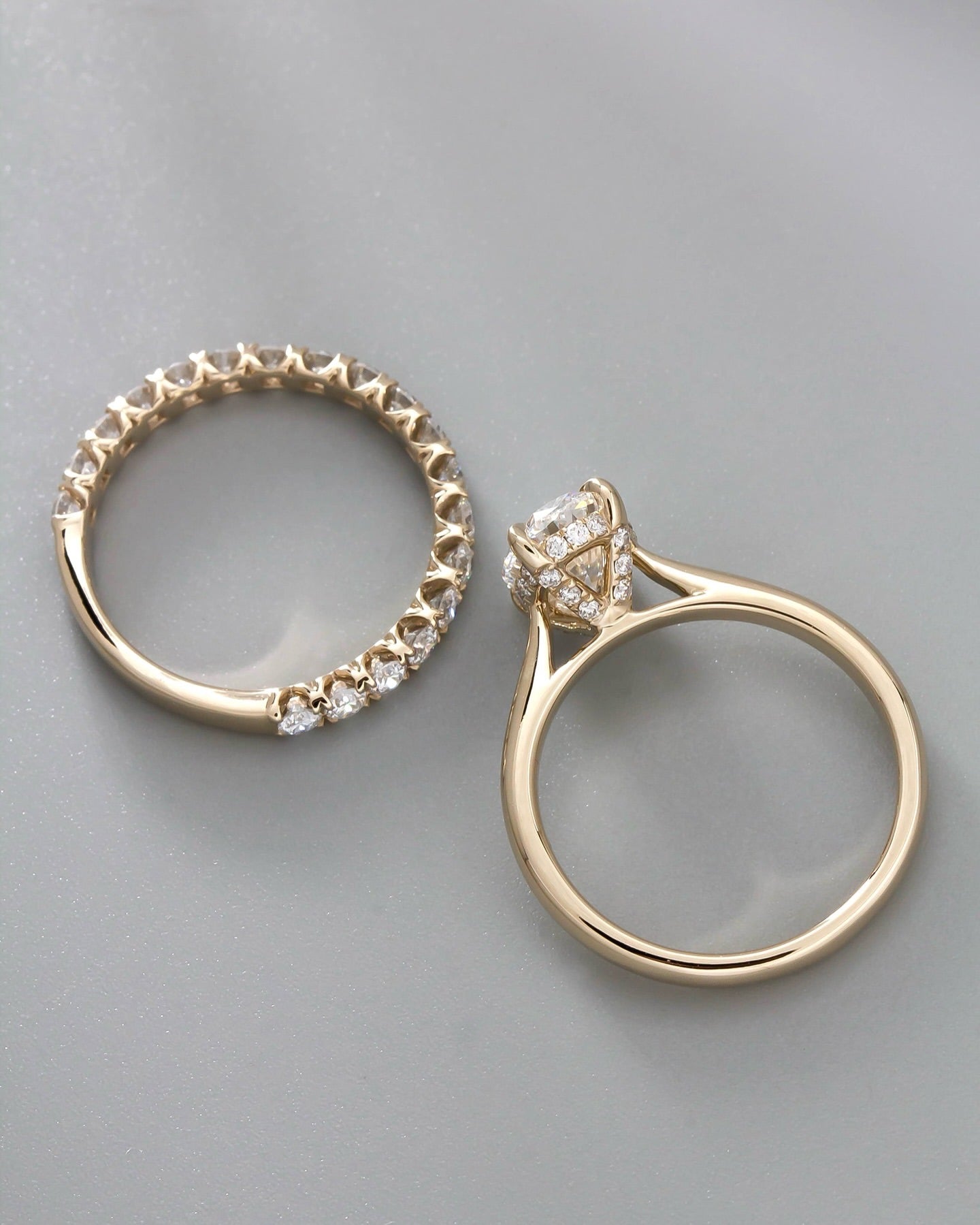 1.5ct Oval Lab Grown Diamond IGI Certified Ethical Ring Set 18K Gold