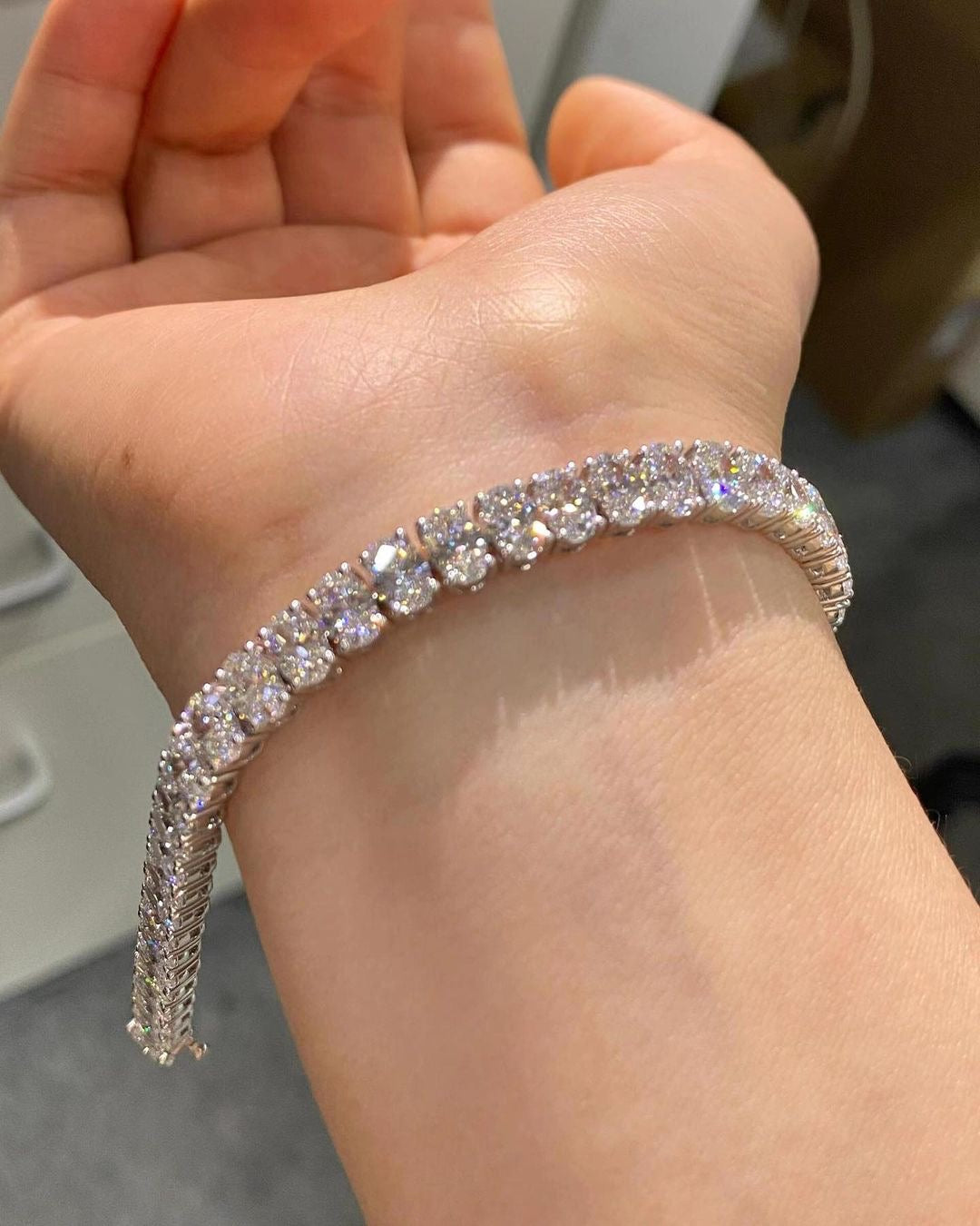 Tennis Oval Lab Grown Diamond IGI Certified Ethical Bracelet 18K Gold