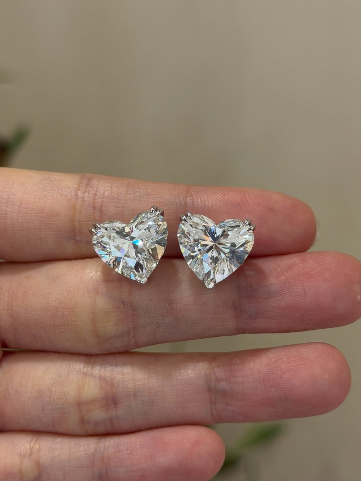 6ct Each Heart Shape Lab Grown Diamond IGI Certified Ethical Earrings 18K Gold