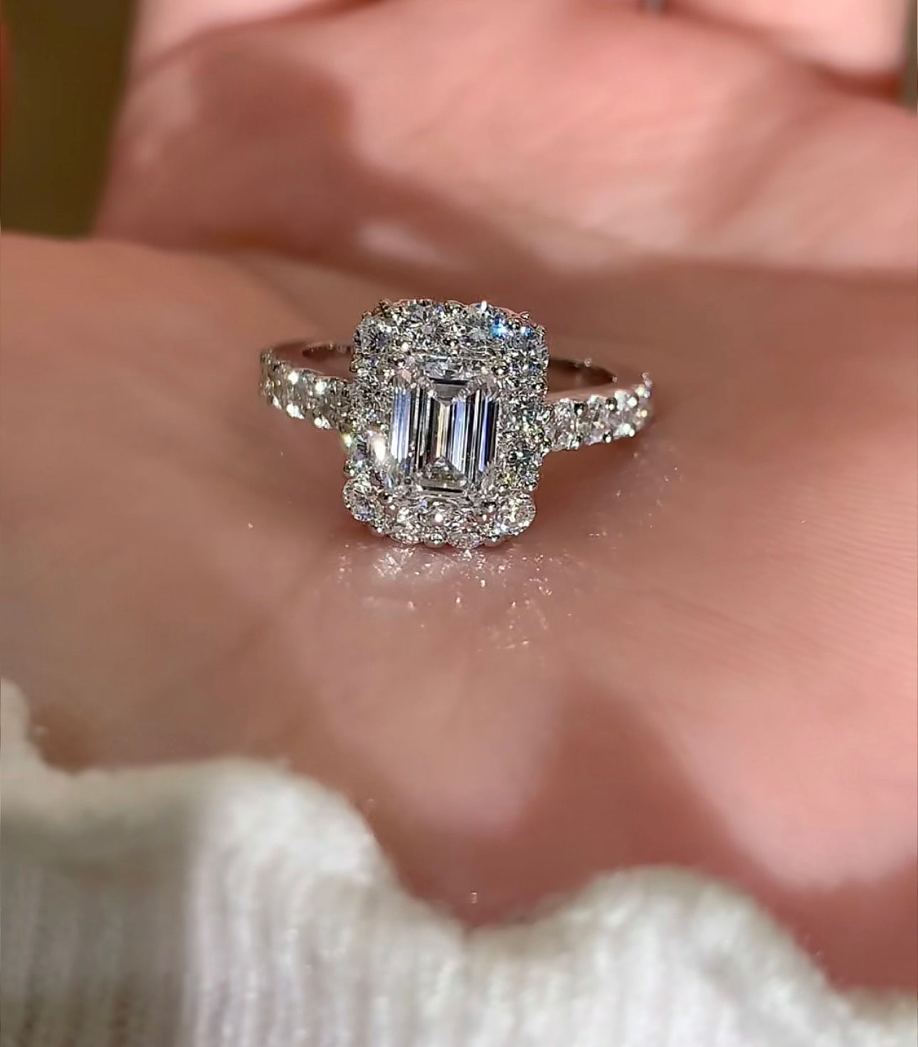 1.1ct Emerald  Lab Grown Diamond IGI Certified Ethical Engagement Ring 18K Gold