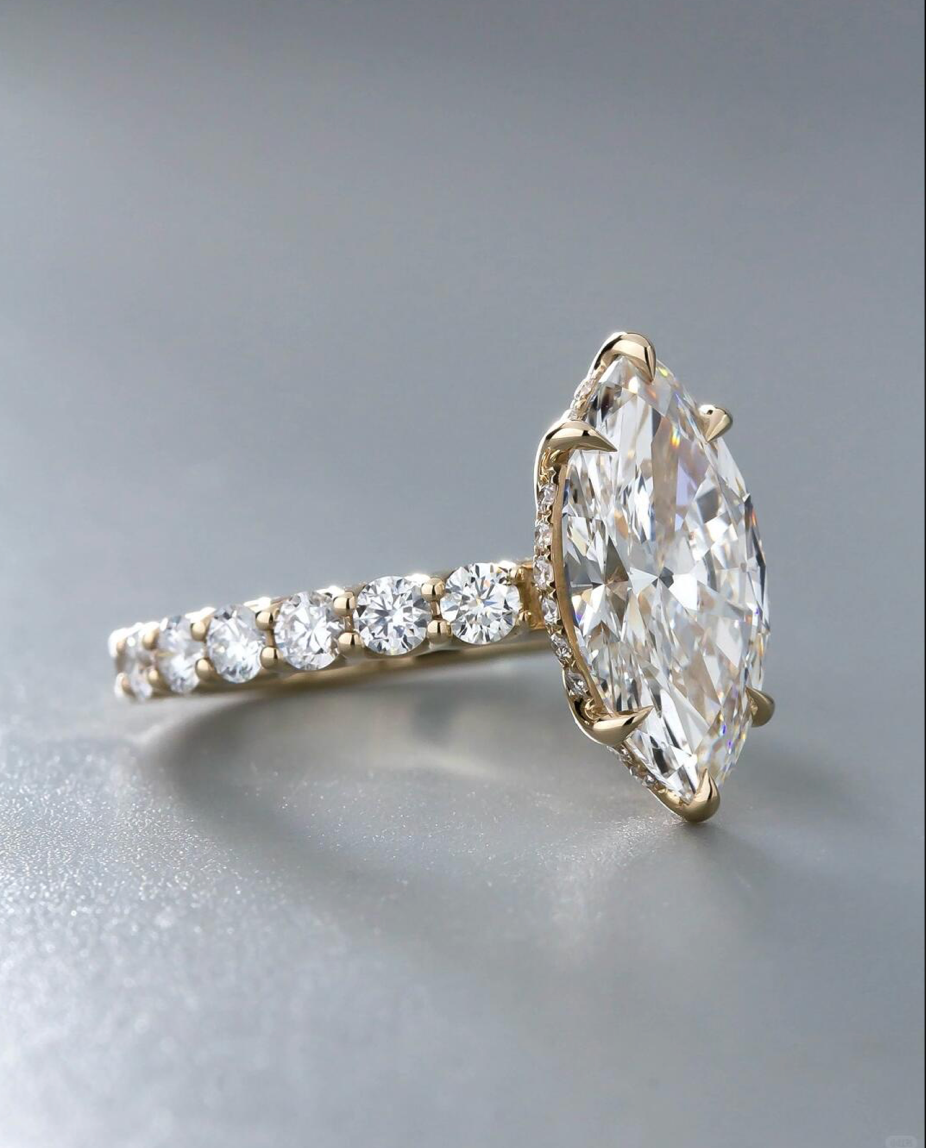 5ct Marquise Lab Grown Diamond IGI Certified Ethical Engagement Ring 18K Gold