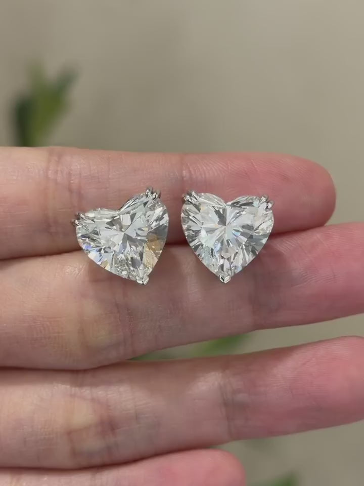 6ct Each Heart Shape Lab Grown Diamond IGI Certified Ethical Earrings 18K Gold